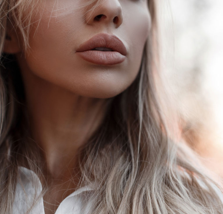 big lips on dermal filler model